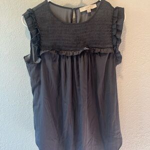 LOFT Women's Charcoal Ruffle Blouse